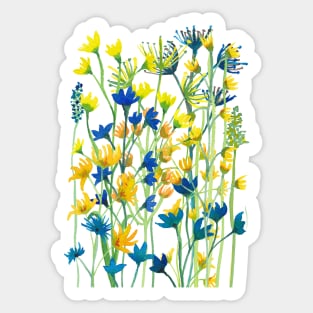 Wildflower meadow watercolor painting Sticker